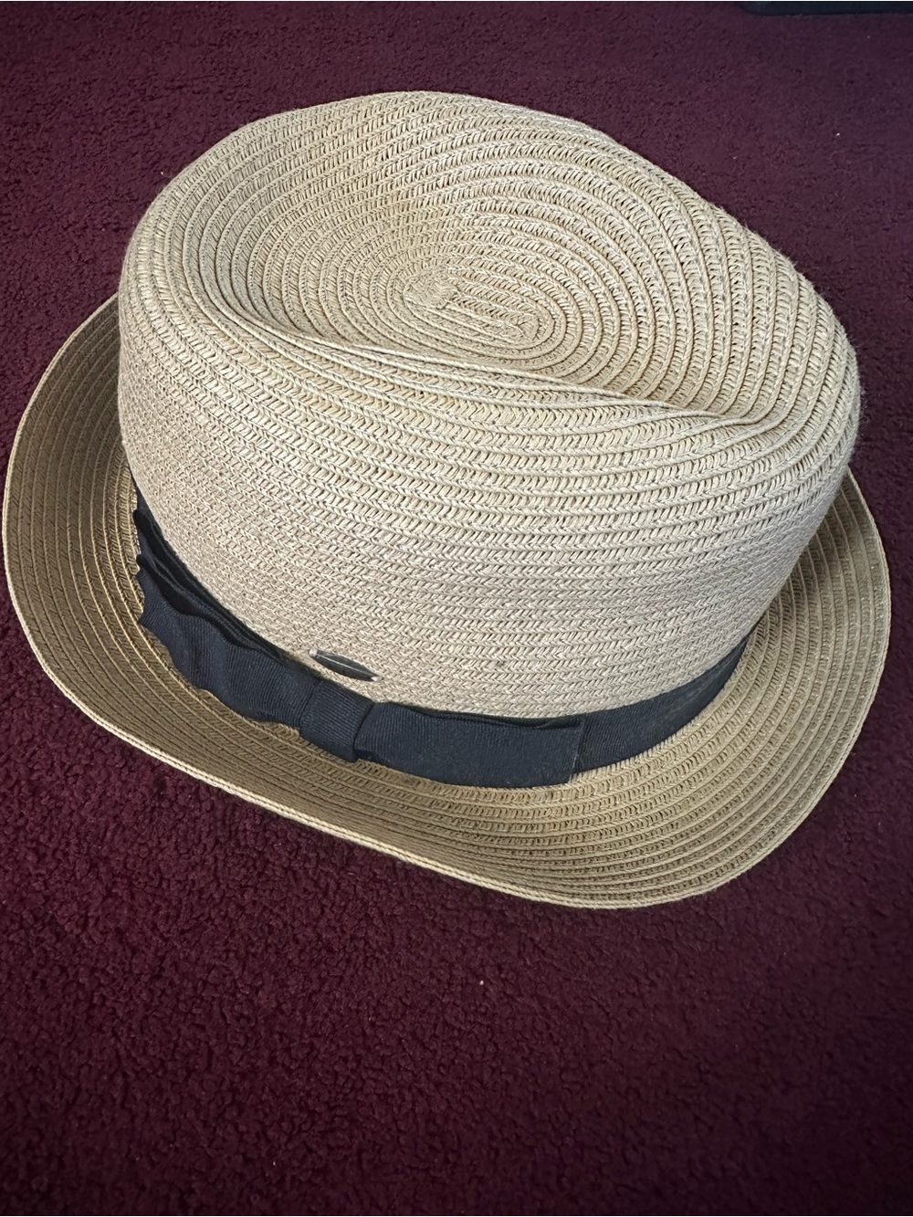 Straw Trilby Hat with Black Band